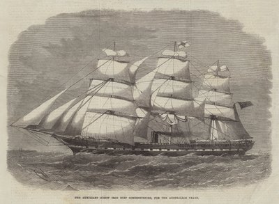 El Barco de Hierro con Hélice Auxiliar Somersetshire, para el Comercio Australiano de Edwin Weedon